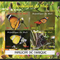 Mali 2011 Butterflies of Africa imperf sheetlet containing 4 values unmounted mint. Note this item is privately produced and is offered purely on its thematic appeal, it has no postal validity