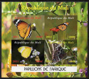 Mali 2011 Butterflies of Africa imperf sheetlet containing 4 values unmounted mint. Note this item is privately produced and is offered purely on its thematic appeal, it has no postal validity