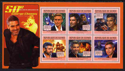 Guinea - Conakry 2011 50th Birth Anniversary of George Clooney perf sheetlet containing 6 values unmounted mint Michel 8481-86