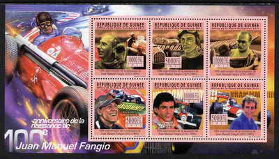Guinea - Conakry 2011 Birth Centenary of Juan Manuel Fangio perf sheetlet containing 6 values unmounted mint Michel 8418-23