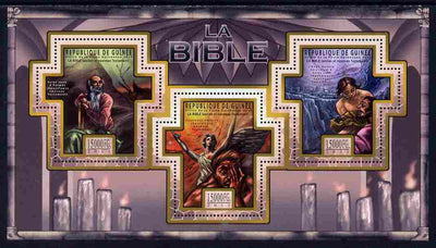 Guinea - Conakry 2011 The Bible #5 perf sheetlet containing 3 Cross shaped values unmounted mint Michel 8514-16