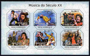 Mozambique 2011 Music of the 20th Century perf sheetlet containing six octagonal shaped values unmounted mint