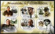 Mozambique 2011 Personalities of WW2 perf sheetlet containing six octagonal shaped values unmounted mint