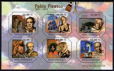 Mozambique 2011 Paintings by Pablo Picasso perf sheetlet containing six octagonal shaped values unmounted mint