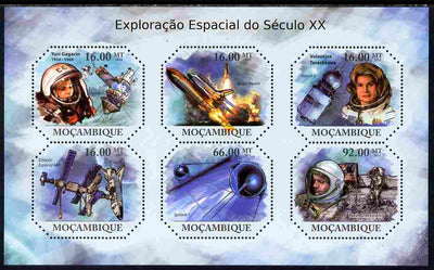 Mozambique 2011 Space Exploration perf sheetlet containing six octagonal shaped values unmounted mint