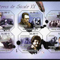 Mozambique 2011 Writers of the 20th Century perf sheetlet containing six octagonal shaped values unmounted mint