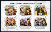 Mozambique 2011 Cinema Icons of the 20th Century perf sheetlet containing six octagonal shaped values unmounted mint