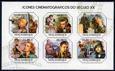Mozambique 2011 Cinema Icons of the 20th Century perf sheetlet containing six octagonal shaped values unmounted mint