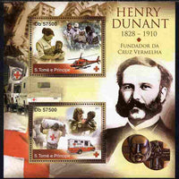 St Thomas & Prince Islands 2011 Henry Dunant & Red Cross perf sheetlet containing 2 values unmounted mint
