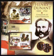 St Thomas & Prince Islands 2011 Henry Dunant & Red Cross perf sheetlet containing 2 values unmounted mint