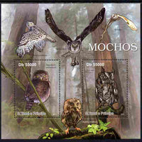 St Thomas & Prince Islands 2011 Owls perf sheetlet containing 2 values unmounted mint