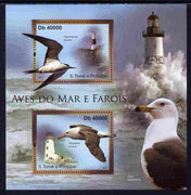 St Thomas & Prince Islands 2011 Sea Birds & Lighthouses perf sheetlet containing 2 values unmounted mint