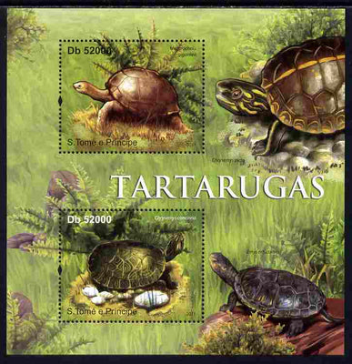 St Thomas & Prince Islands 2011 Turtles perf sheetlet containing 2 values unmounted mint