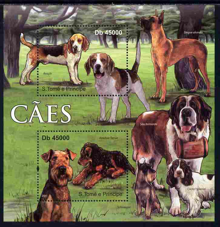 St Thomas & Prince Islands 2011 Dogs perf sheetlet containing 2 values unmounted mint