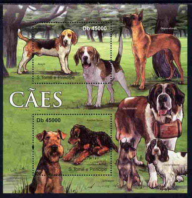 St Thomas & Prince Islands 2011 Dogs perf sheetlet containing 2 values unmounted mint