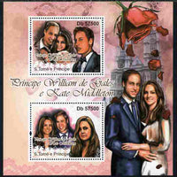 St Thomas & Prince Islands 2011 Royal Wedding - William & Kate perf sheetlet containing 2 values unmounted mint