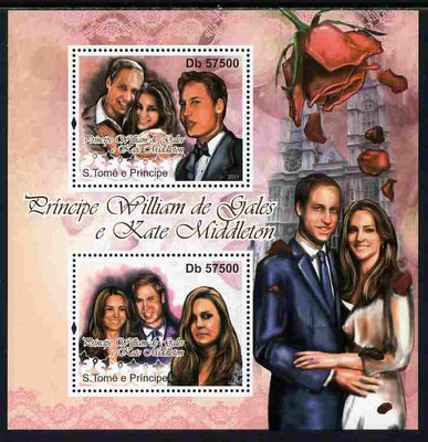 St Thomas & Prince Islands 2011 Royal Wedding - William & Kate perf sheetlet containing 2 values unmounted mint
