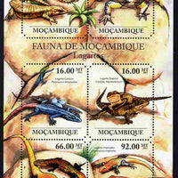 Mozambique 2011 Lizards perf sheetlet containing six octagonal shaped values unmounted mint