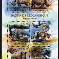 Mozambique 2011 Rhinos perf sheetlet containing six octagonal shaped values unmounted mint