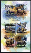 Mozambique 2011 Rhinos perf sheetlet containing six octagonal shaped values unmounted mint