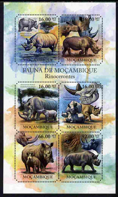Mozambique 2011 Rhinos perf sheetlet containing six octagonal shaped values unmounted mint