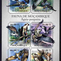 Mozambique 2011 Osprey perf sheetlet containing six octagonal shaped values unmounted mint