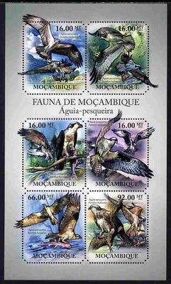Mozambique 2011 Osprey perf sheetlet containing six octagonal shaped values unmounted mint