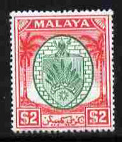 Malaya - Negri Sembilan 1949-55 Arms $2 green & scarlet mounted mint SG 61