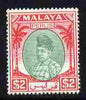 Malaya - Perlis 1951-55 Raja $2 green & scarlet mounted mint SG 26