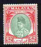 Malaya - Perlis 1951-55 Raja $2 green & scarlet mounted mint SG 26