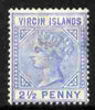 British Virgin Islands 1883-84 QV 2.5d ultramarine showing the detached triangle variety mounted mint but small thin at side SG 31b