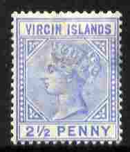 British Virgin Islands 1883-84 QV 2.5d ultramarine showing the detached triangle variety mounted mint but small thin at side SG 31b