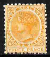 New Zealand 1882 QV 3d yellow P11 mounted mint SG 240