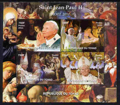 Chad 2011 St John-Paul II #1 perf sheetlet containing 4 values unmounted mint. Note this item is privately produced and is offered purely on its thematic appeal