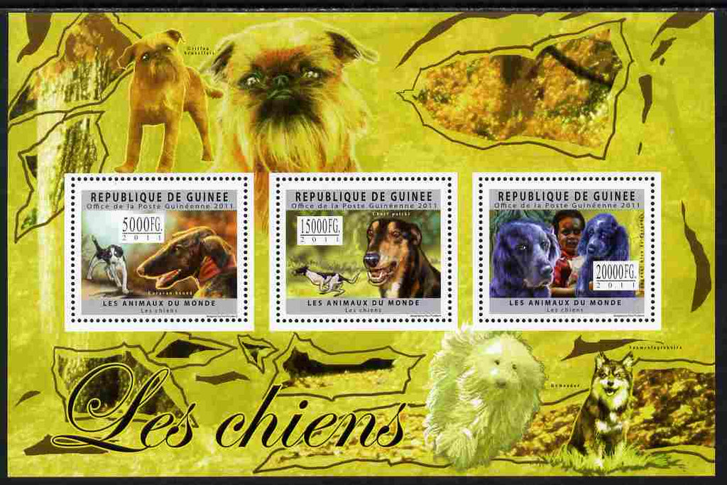 Guinea - Conakry 2011 Dogs perf sheetlet containing 3 values unmounted mint