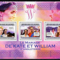 Guinea - Conakry 2011 Royal Wedding - William & Kate perf sheetlet containing 3 values unmounted mint