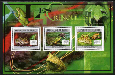 Guinea - Conakry 2011 Frogs perf sheetlet containing 3 values unmounted mint