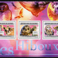 Guinea - Conakry 2011 Owls perf sheetlet containing 3 values unmounted mint