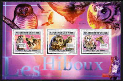 Guinea - Conakry 2011 Owls perf sheetlet containing 3 values unmounted mint