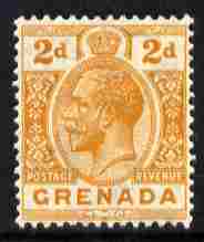 Grenada 1921-32 KG5 2d orange Script CA with plate variety 'white Eye' fine mounted mint SG 116var
