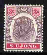 Malaya - Sungei Ujong 1895 Tiger 3c purple & carmine mounted mint SG 55