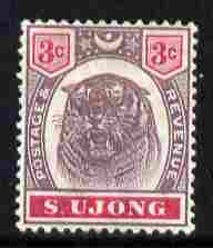 Malaya - Sungei Ujong 1895 Tiger 3c purple & carmine mounted mint SG 55