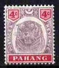 Malaya - Pahang 1895 Tiger 4c purple & carmine mounted mint SG 14