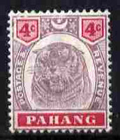 Malaya - Pahang 1895 Tiger 4c purple & carmine mounted mint SG 14