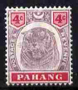 Malaya - Pahang 1895 Tiger 4c purple & carmine mounted mint SG 14