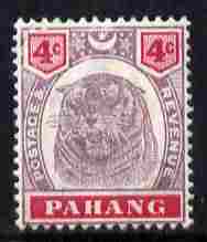 Malaya - Pahang 1895 Tiger 4c purple & carmine mounted mint SG 14