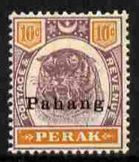 Malaya - Pahang 1898 Overprint on Pahang Tiger 10c purple & orange mounted mint SG 19
