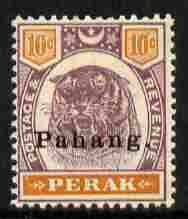 Malaya - Pahang 1898 Overprint on Pahang Tiger 10c purple & orange mounted mint SG 19