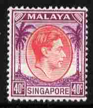 Singapore 1948-52 KG6 40c red & purple P14 mounted mint SG 11