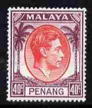 Malaya - Penang 1949-52 KG6 40c red & purple mounted mint SG 18